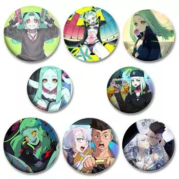 32/44/58 мм Cyberpunk Edgerunners Rebecca Lucyna Kushinada David Martinez Мультяшные броши Extralegal Mercenaries Аниме Значки для рюкзака Подарочный 32mm