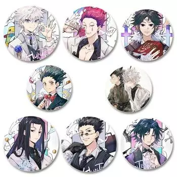 32/44/58 мм Фанаты Коллекции Аниме Hunte Hunte Брошь Gon Killua Kurapika Leorio Эмалевая булавка Рюкзак Воротник Значок Мультфильм Ювелирные изделия Подарки 32mm