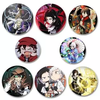 32/44/58 мм Фанаты Коллекции Аниме Бунго Брошь Брошь Вооруженное Детективное Агентство Дадзай Осаму Значок на Рюкзак Ошейник Мультфильм Ювелирные Изделия Подарок 32mm