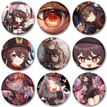 32/44/58 мм Genshin Impact Hu Tao круглая брошь на лацкан одежды мягкая пуговица значки сумка одежда значок ювелирные изделия аксессуары 32mm