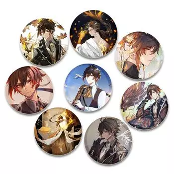 32/44/58 мм Genshin Impact Zhongli ручная работа булавка мультфильм защелкивающиеся броши для рюкзака аксессуары аниме коллекция значок шляпа украшение Genshin Impact 32mm