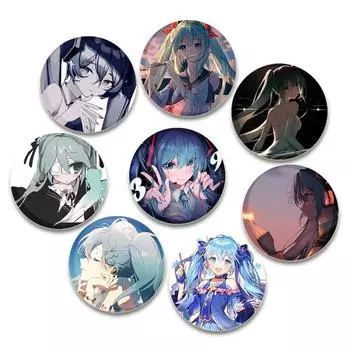 32/44/58 мм Хацунэ Мику мультяшная фигурка броши косплей аниме певица значок для воротника рюкзак шляпа аксессуар ручной работы эмалированные булавки подарки 32mm