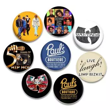 32/44/58 мм хип-хоп рэппер жестяная булавка круглая защелкивающаяся брошь для рюкзака одежда аксессуары значок шляпа украшение фанаты подарки 32mm