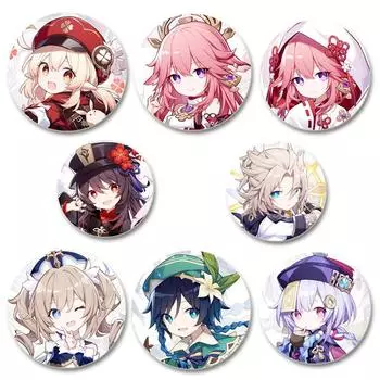 32/44/58 мм игра аниме Genshin ударная булавка забавный мультфильм милый голова изображение брошь значок сумка декор для фанатов коллекция друзей подарок аксессуар 32mm
