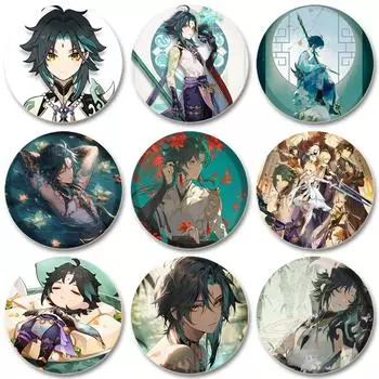 32/44/58 мм игровая фигурка, брошь, сумка, декор для одежды, коллекция Сяо, значок на воротник, мультяшные булавки для лацканов, ювелирные изделия, подарки 32MM