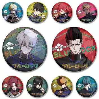 32/44/58 мм Isagi Yoichi Bachira Meguru Kunigami Rensuke Chigiri Hyma значок ручной работы с синим замком брошь-булавка для воротника одежды ювелирные изделия 32mm(1.26in)