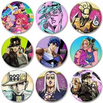 32/44/58 мм JoJo s Bizarre Adventure Значок для рюкзаков Круглые пластиковые эмалированные значки и броши Креативный значок в виде мультяшной фигурки Подарки 32mm