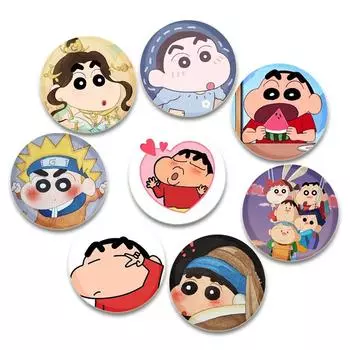 32/44/58 мм Коллекция фанатов Популярный аниме-карандаш Shin chan Броши Жесть Xiaoxin Мультфильм Значки Булавки Рюкзаки Украшения для сумок Аксессуары 32mm