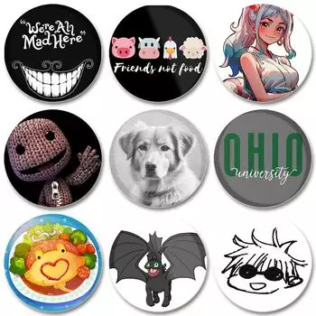 32/44/58 мм Корилаккума Кошка Мультфильм Девушка Нагрудные Булавки Ручной Работы Круглая Брошь Для Одежды Значок Украшения Для Рюкзака Ювелирные Изделия Детский Подарок 32mm