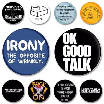 32/44/58 мм круглые пластиковые украшения ручной работы эмалированные булавки смешные поговорки значки мультфильм броши для рюкзака одежда шляпа воротник 32mm(1.26in)