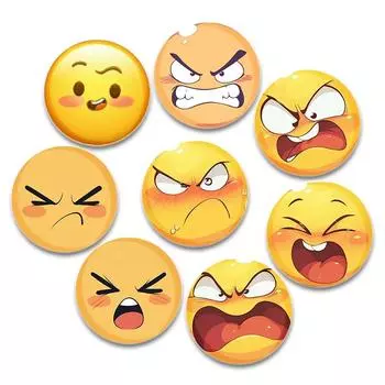 32/44/58 мм круглый желтый значок эмодзи счастливый и злой нагрудный значок круглая брошь для рюкзака одежда аксессуары веер ювелирные изделия подарок 32mm