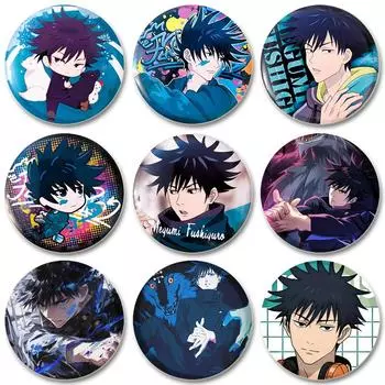 32/44/58 мм Megumi Fushiguro Pin Handmade Jujutsu Kaisen Brooch Clothing Cartoon Cosplay Badge Decoration Jewelry Gift 32mm