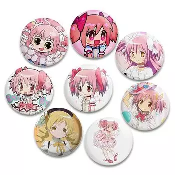 32/44/58 мм Милая брошь TPuella Magi Madok Magica для рюкзака Аниме Фигурка Значки на лацкан Мультфильм Косплей Значок Аксессуары Украшения для одежды 32mm