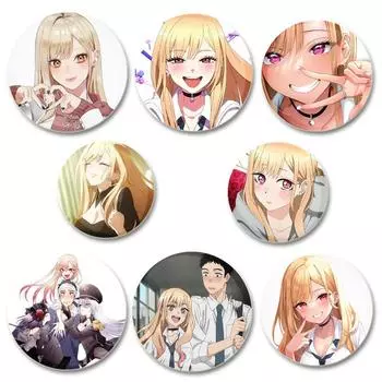 32/44/58 мм милые мультяшные булавки My Dress Up Darling круглые броши ручной работы для рюкзака аксессуары для одежды аниме коллекция значков украшения 32mm