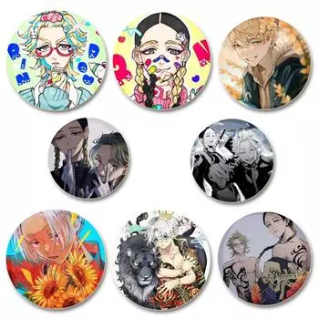 32/44/58 мм модная бижутерия брошь классическая аниме токийский мститель значки на лацкан мультфильм круглый значок ручной работы для рюкзака одежда шляпа аксессуары подарки 32mm