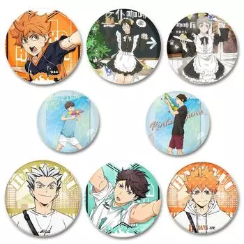 32/44/58 мм мультяшные фигурки Кенма Кодзуме, значок аниме Haikyuu!! Броши на рюкзаке, одежда, ручная работа, круглые эмалевые булавки, коллекция фанатов, подарок 32mm