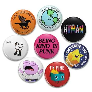 32/44/58 мм Мультяшные животные Бабочка/воин Гусь/Сложенные значки Кот Искусство Письмо Быть добрым — это панк Броши Аксессуары для рюкзака Декоративная булавка 32mm
