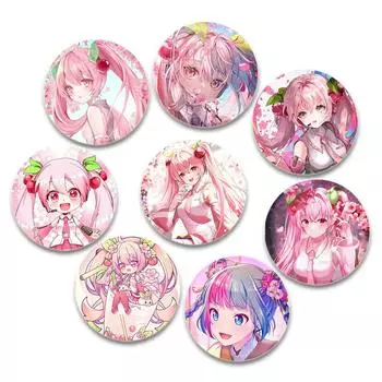 32/44/58 мм музыкальная игра розовая брошь Мику булавки мультяшный косплей значок для рюкзака шляпа декор ювелирные изделия аксессуар ручной работы пуговица булавка подарки 32mm