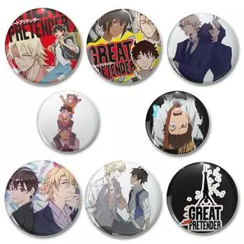32/44/58 мм Отличная булавка Pretender, круглая, мультяшная, забавная, на защелках, брошь для рюкзака, аксессуаров для одежды, аниме, значка, украшения для шляпы 32mm