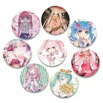 32/44/58 мм Проект SEKAI Хацунэ Мику мультяшная фигурка броши косплей игра певица значок для воротника рюкзак шляпа аксессуар ручной работы эмалированная булавка 32mm