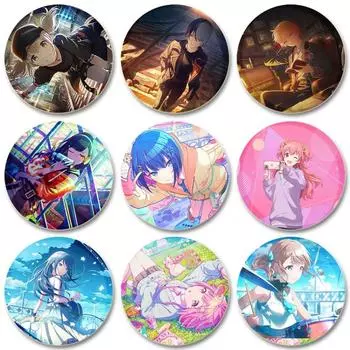 32/44/58 мм Project SEKAI Pin для рюкзаков круглые пластиковые броши креативный значок с мультяшной фигуркой подарки 32mm