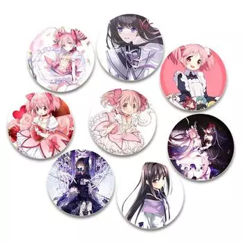 32/44/58 мм Puella Magi Madok Magica Pins Милая аниме-фигурка Akemi Homura Kaname Madoka Брошь Значок Рюкзак Обувь Ювелирные изделия Аксессуары 32mm