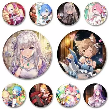 32/44/58 мм Ram Rem Natsuki Subaru Emilia Beatrice Roswaal L Mathers Otto Suwen милый значок для косплея, брошь, булавки для рюкзака, шляпы, ювелирные изделия 32mm(1.26in)