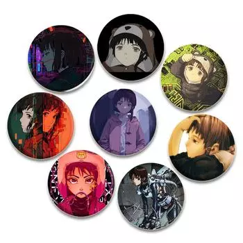 32/44/58 мм серийные эксперименты Lain пуговица булавка ювелирные изделия для женщин мультфильм акриловая брошь круглая аниме значки на рюкзак подарочные аксессуары 32mm