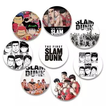 32/44/58 мм SLAM DUNK аниме фигурка Сакураги Ханамичи Рукава Каэде Хисаши Мицуи косплей металлический значок на булавке брошь для фанатов модные аксессуары 32mm