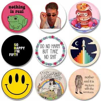 32/44/58 мм смайлик кошка что лягушка космос лисы круглая брошь на лацкан одежды значок сувенир мягкая пуговица декоративная шляпа значок 32mm