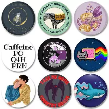 32/44/58 мм Time Gear Цитата Брошь на рюкзак, Круглые броши ручной работы, Милые булавки, Аниме Значок Значки для одежды 32mm