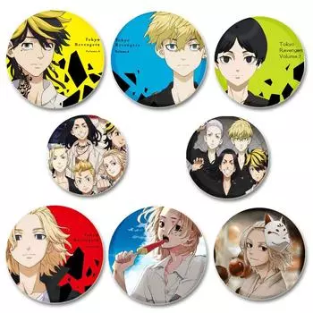 32/44/58 мм Tokyo Revengers Брошь на рюкзаке Круглые значки ручной работы Аниме-иконки Значки для одежды Подарки на шляпы Булавки на лацканы Аксессуары 32mm