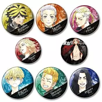32/44/58 мм Tokyo Revengers Tinplate Pin Круглые мультяшные броши для рюкзака Одежда Аксессуары Аниме Коллекция Значки Шляпы Украшения Подарки 32mm