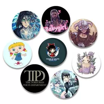 32/44/58 мм Забавные животные, такие как кошка и пчела Значок Мультяшная девушка Булавки Креативные узоры Брошь Одежда Сумка Кепка Декор Ювелирные изделия Подарки 32mm