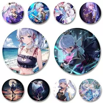 32/44/58 мм значок Камисато Аяка из мультфильма милые жестяные броши ручной работы креативные эмалевые булавки для одежды рюкзак подарочные ювелирные изделия аксессуары 32mm(1.26in)