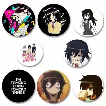 32/44/58MM Аниме Tomoko Kuroki Watamote Pins Милый мультяшный значок ручной работы Броши для нагрудника для рюкзака Одежда Подарки Аксессуар 32mm