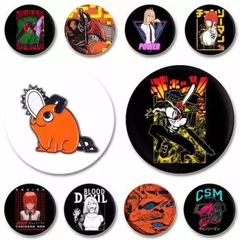 32/44/58MM Chainsaw Man эмалевая брошь на булавке, милая аниме-фигурка, значки Power Makima на лацкан, рюкзак, футболка, ювелирные аксессуары, подарки 32mm(1.25in)