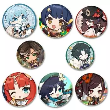 32/44/58MM Игра Аниме Genshin Impact Броши HD Печать Ручной Работы Булавки Kaedehara Kazuha/Xiao Мультфильм Значок Сумка Аксессуары Ювелирные Изделия Подарки 32mm
