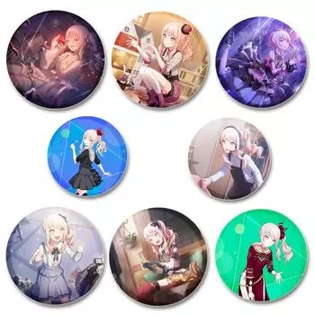 32/44/58MM Круглые эмалевые булавки аниме-проекта SEKAI, броши ручной работы, значок для косплея из мультфильма Акияма Мизуки на рюкзаке, ювелирные изделия, подарочные аксессуары 32mm