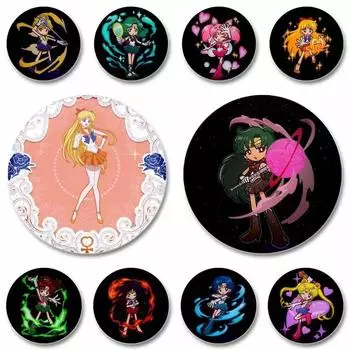 32/44/58MM Милая аниме-девушка брошь-булавка, манга-эмаль булавка для одежды, шляпы, украшения рюкзака, ювелирные аксессуары, значок для косплея из мультфильма 32mm(1.25in)