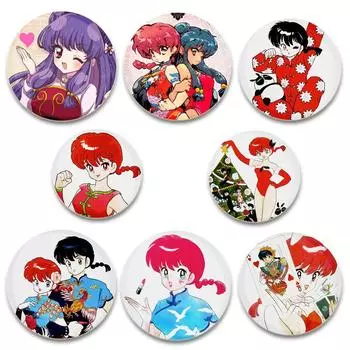 32/44/58MM Ranma милый значок аниме мультяшная фигурка Ranma Tendou Akane круглая витрина броши значки на лацканы ювелирные изделия одежда подарок аксессуар 32mm