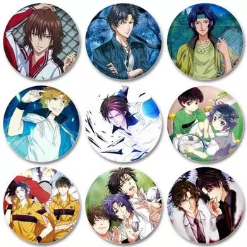32/44/58mm The Prince of Tennis Brooch Pins Handmade Round Cartoon Brooches Anime Icon Badges for Clothes Backpack Hat Decor Gifts 32mm