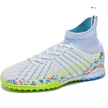 32-45унисекс футбольные бутсы Высокие эластичные носки из ПВХ с мягкой подошвой TFФутбольные бутсы мужские специальные детские футбольные бутсы для соревнований 34 белый