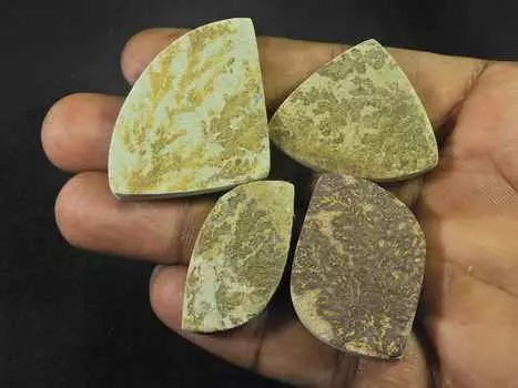 32-46MM Natural Psilomelane Germane Dendrite?Mix cabochon 4Pcs Gemstone Lot RQ-2138