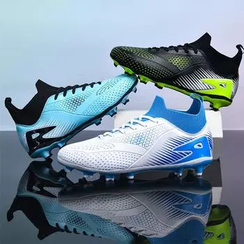 32-47 Мужские высокие футбольные бутсы с длинными ногтями Спортивные футбольные бутсы большого размера для молодежи и детей 32 белый