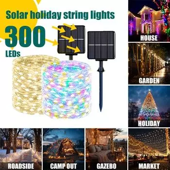 32-7 м 300 светодиодов солнечные уличные светильники гирлянда для сада водонепроницаемая рождественская гирлянда украшение двора праздничное освещение 7M-50LED разноцветный