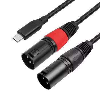 32-бит/384 кГц USB-C - Dual XLR стерео аудио кабель для телефонных усилителей 1 meter чёрный