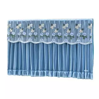 32 дюйма Вышитый Пылезащитный чехол для телевизора Тканевая Пылезащитная штора Гостиная Кружево Волнистый край Дизайн Пылезащитный чехол Элегантность 80x55см 32 Inches синий