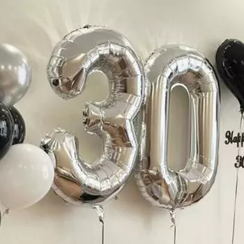 32-дюймовая серебряная алюминиевая пленка 0-9 цифровые шары День святого Валентина Свадьба День рождения Серебряные тематические вечеринки украшение сцены цифровые шары
