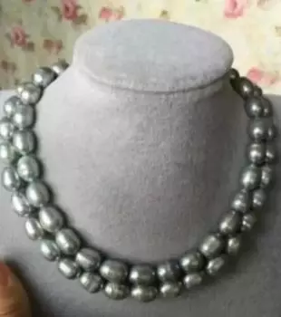 32-дюймовое ожерелье из натурального южноморского барочного серого жемчуга 9-10 мм